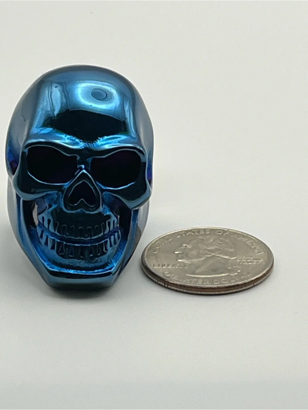 Stainless Steel Blue Metallic Skull Ring Size 12